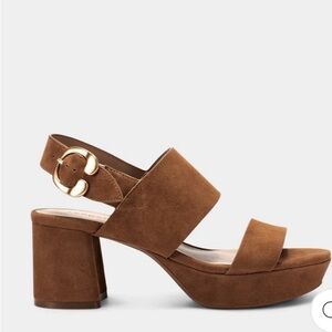 Comfortable Women's Platform Sandal in Cognac Suede 10w